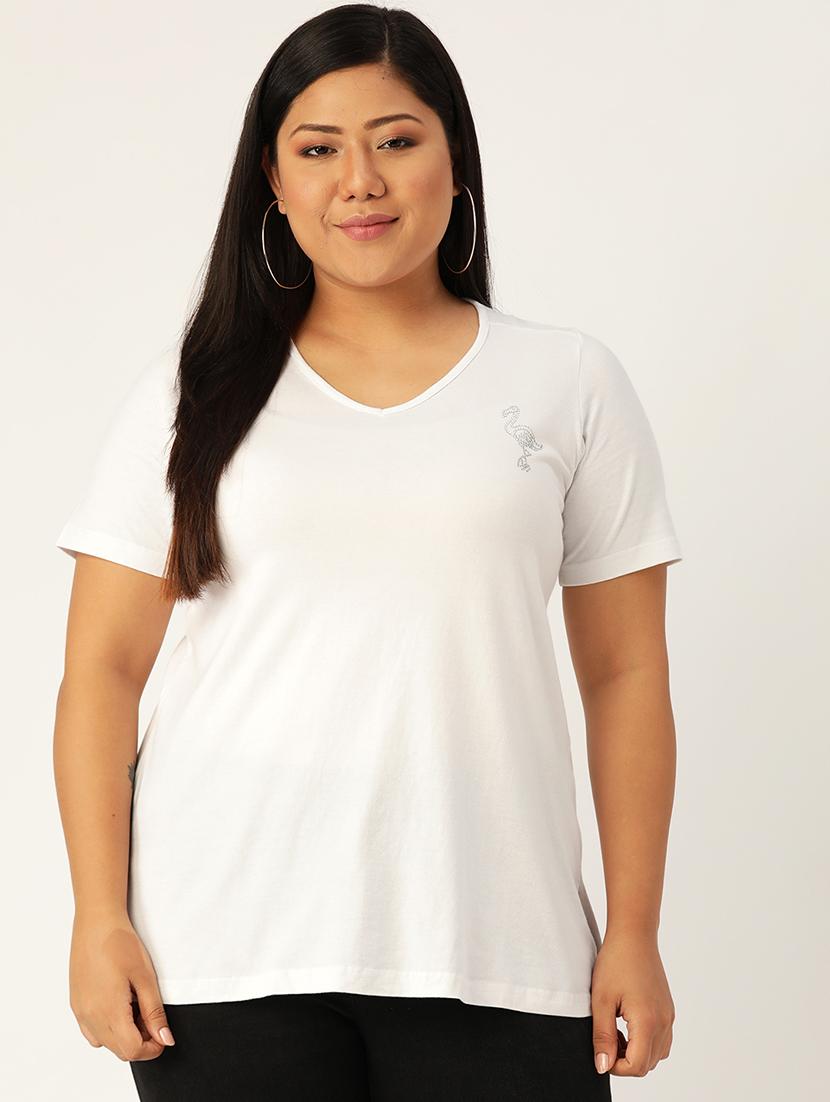 women's plain v neck t-shirt - 17260555 - Zoom Image - 0
