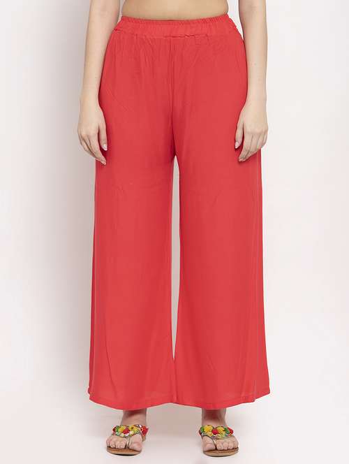 mid rise solid palazzo - 17262089 - Standard Image - 0