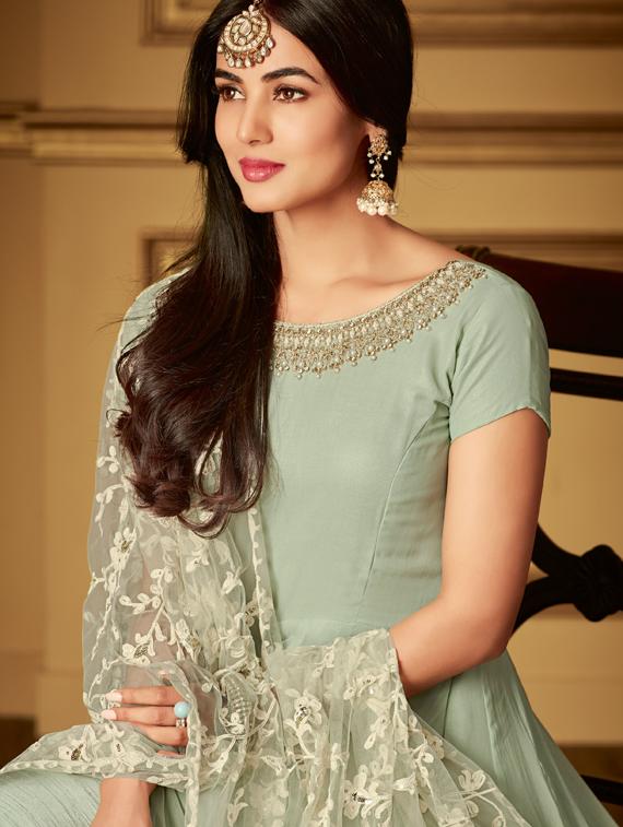 embroidered churidaar suits semi-stitched suit - 17263350 -  Standard Image - 1