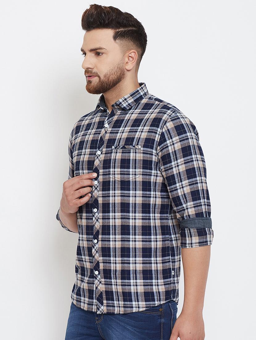 navy blue checkered casual shirt - 17263498 -  Standard Image - 1