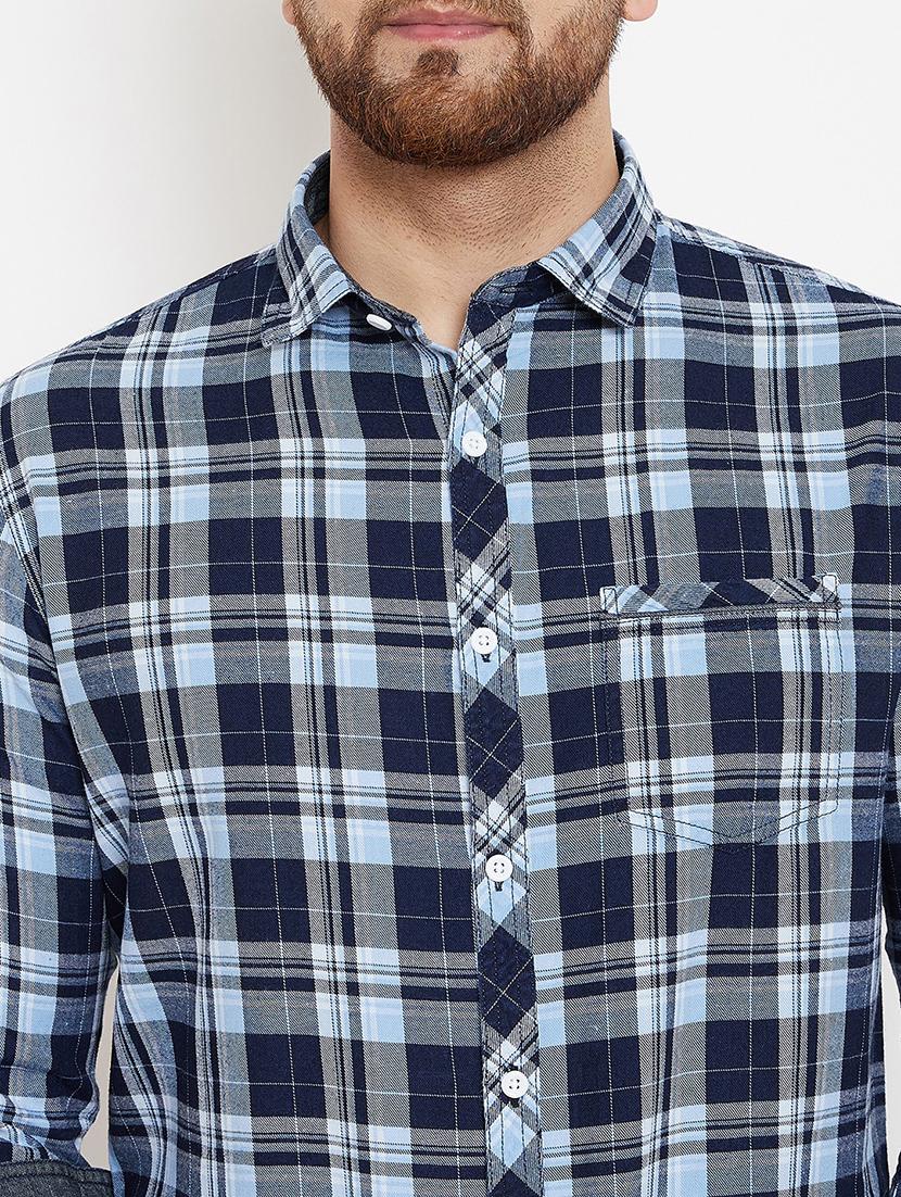 light blue checkered casual shirt - 17263500 - Standard Image - 4