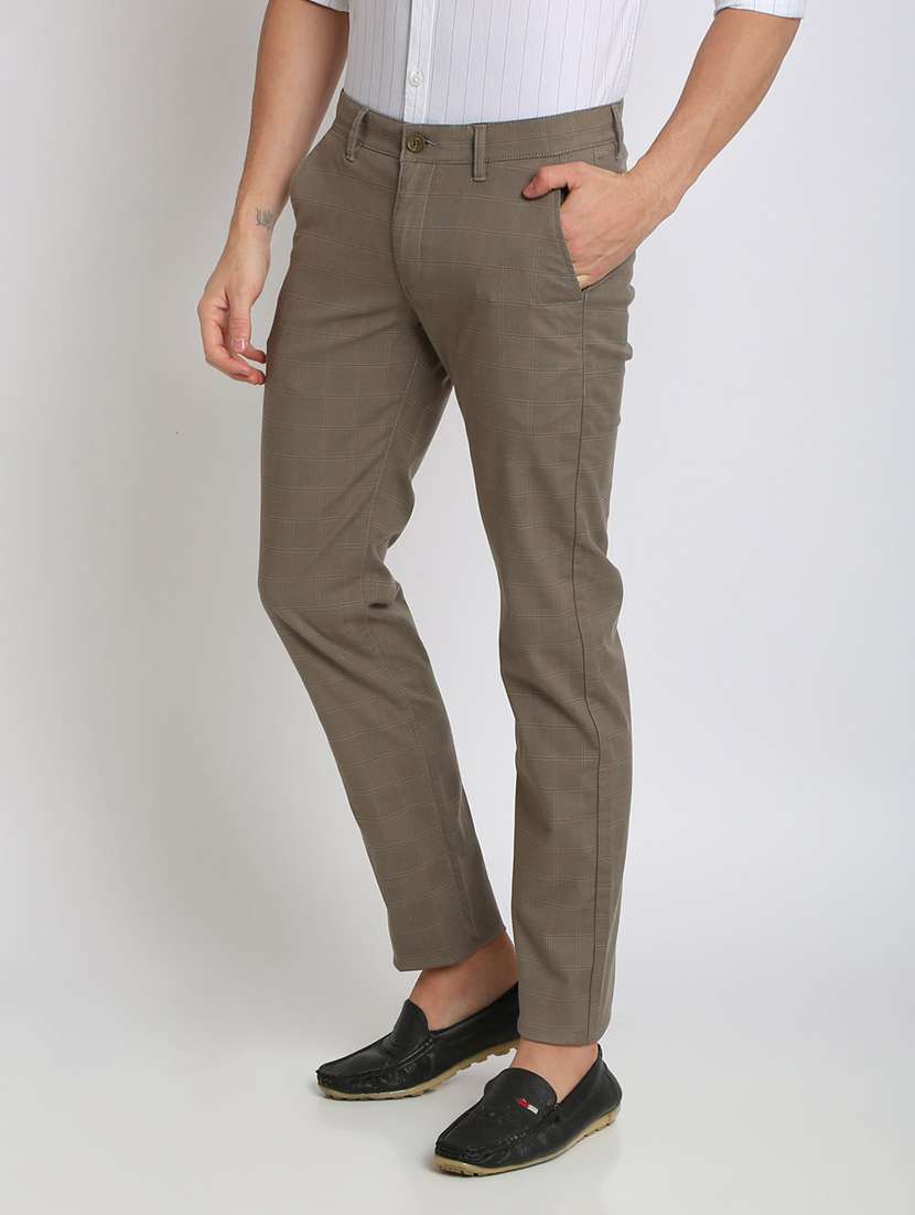 green checkered flat front casual trouser - 17263611 -  Standard Image - 1