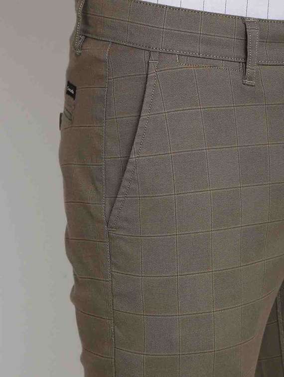 green checkered flat front casual trouser - 17263611 - Standard Image - 4