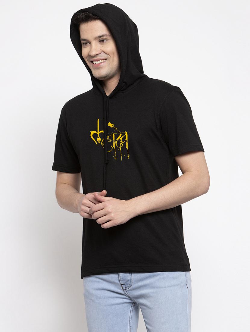black chest print t-shirt - 17263745 - Standard Image - 1