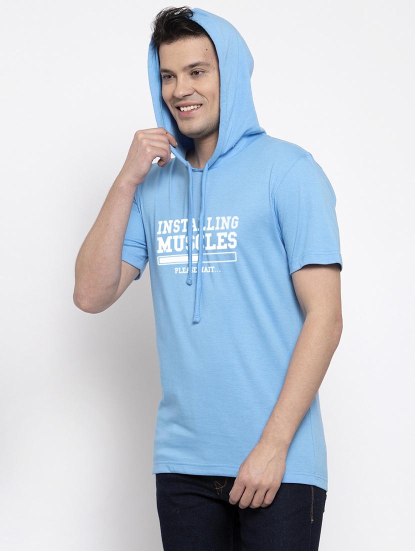 light blue chest print t-shirt - 17263767 - Standard Image - 1