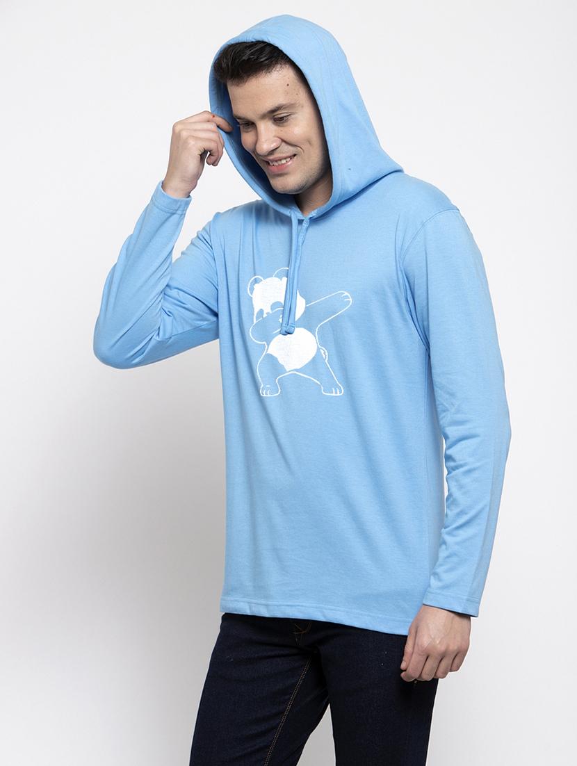 light blue chest print t-shirt - 17263839 - Standard Image - 1