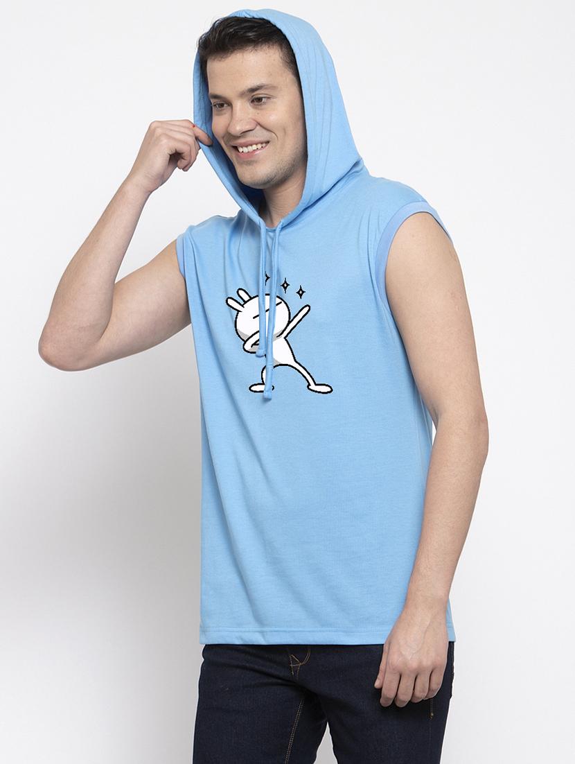 light blue chest print t-shirt - 17263871 - Standard Image - 1