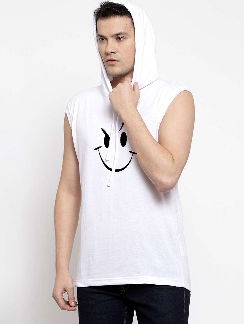 White Chest Print T Shirt