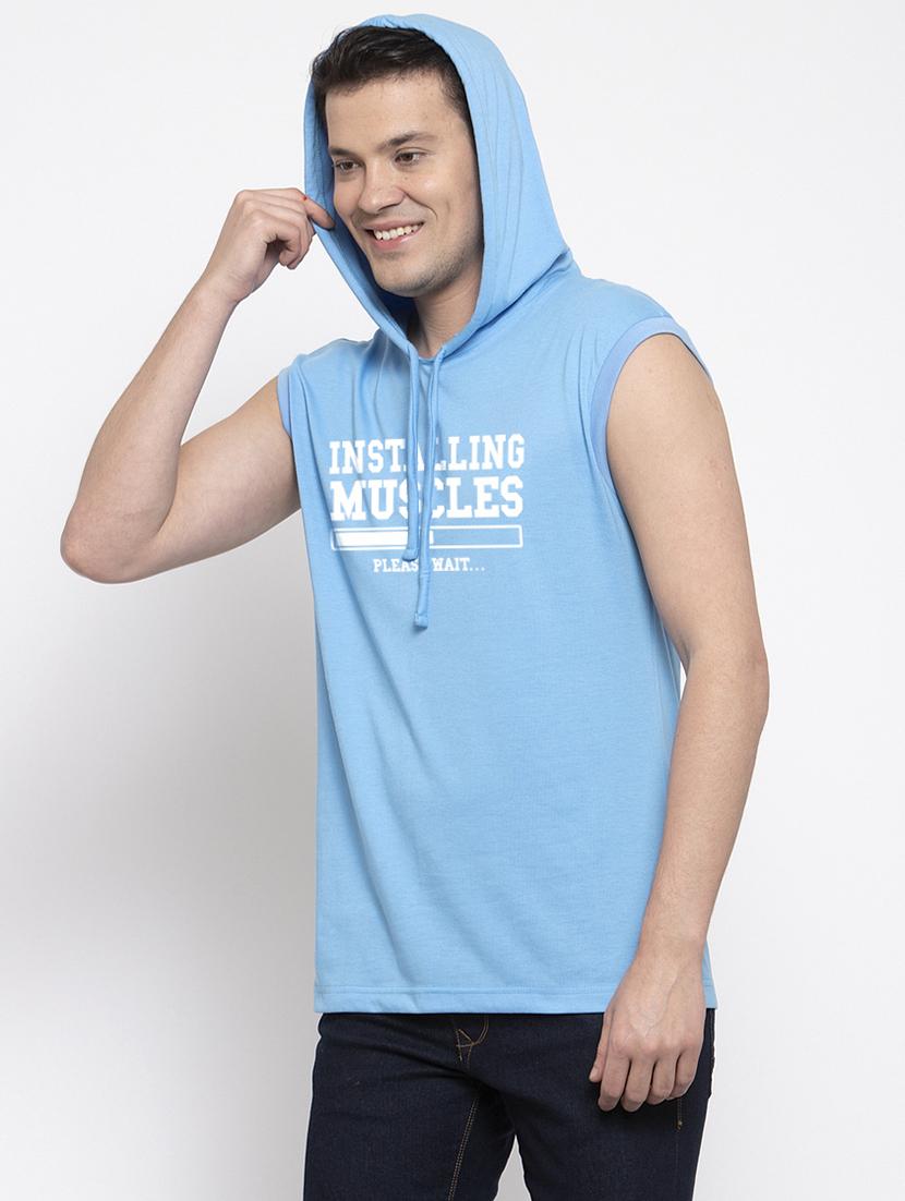 light blue chest print t-shirt - 17263884 - Standard Image - 1
