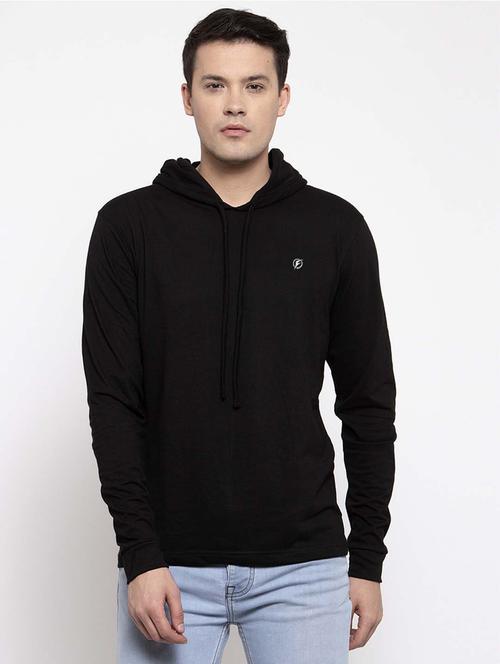 black solid hooded t-shirt - 17263981 -  Standard Image - 0