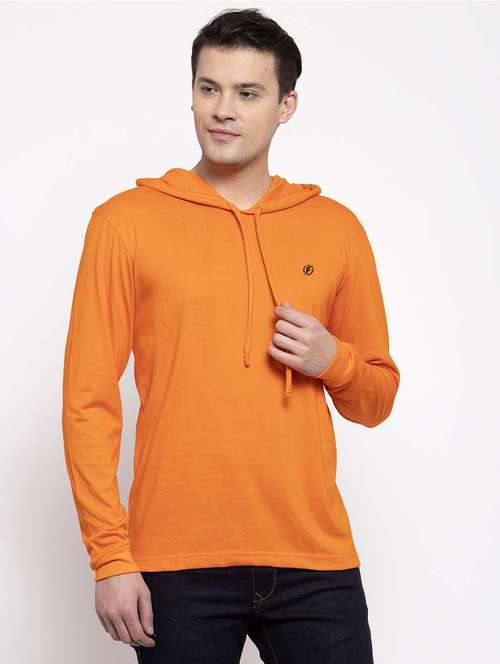 orange solid hooded t-shirt - 17263986 -  Standard Image - 0