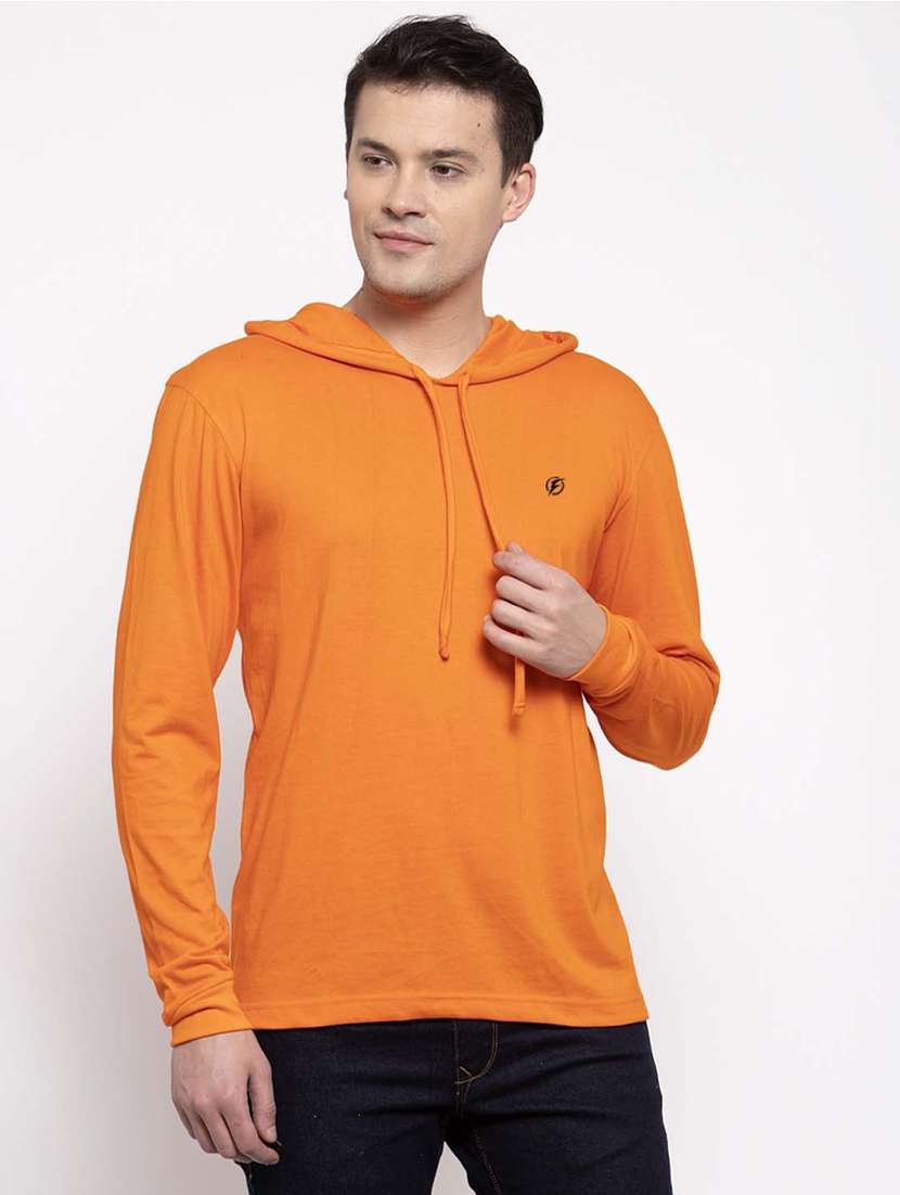 orange solid hooded t-shirt - 17263986 -  Zoom Image - 0