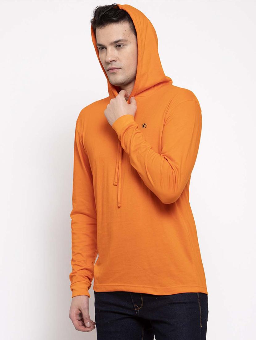 orange solid hooded t-shirt - 17263986 - Standard Image - 1