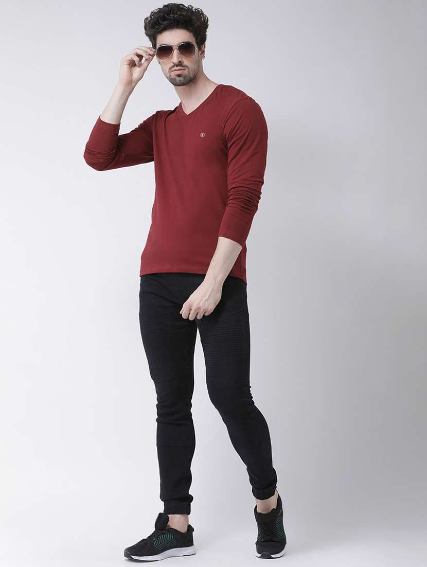maroon solid t-shirt - 17264535 - Standard Image - 4
