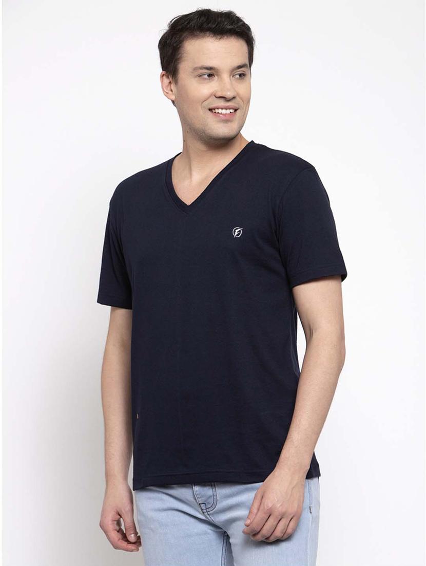 navy blue solid t-shirt - 17264548 - Standard Image - 1