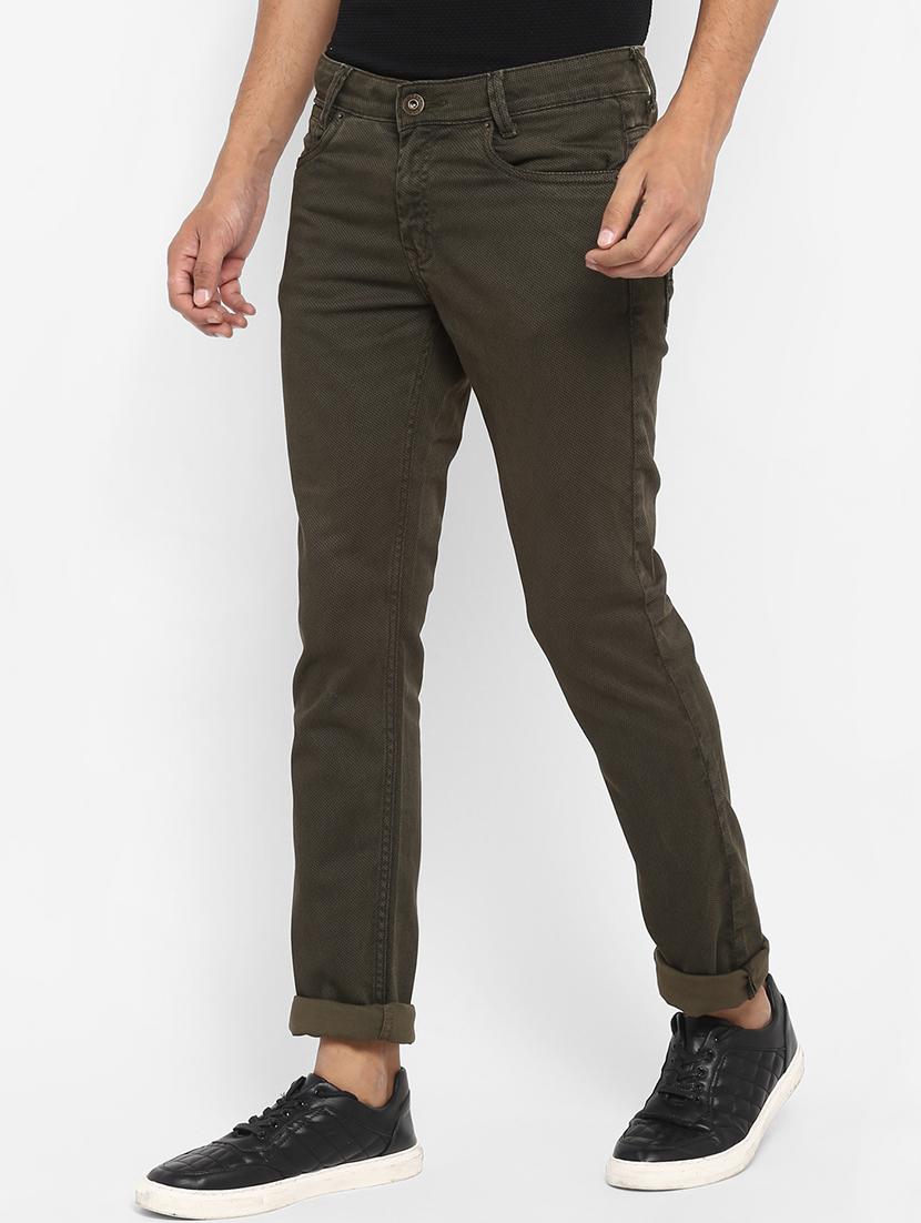 olive green printed jeans - 17264664 - Standard Image - 1