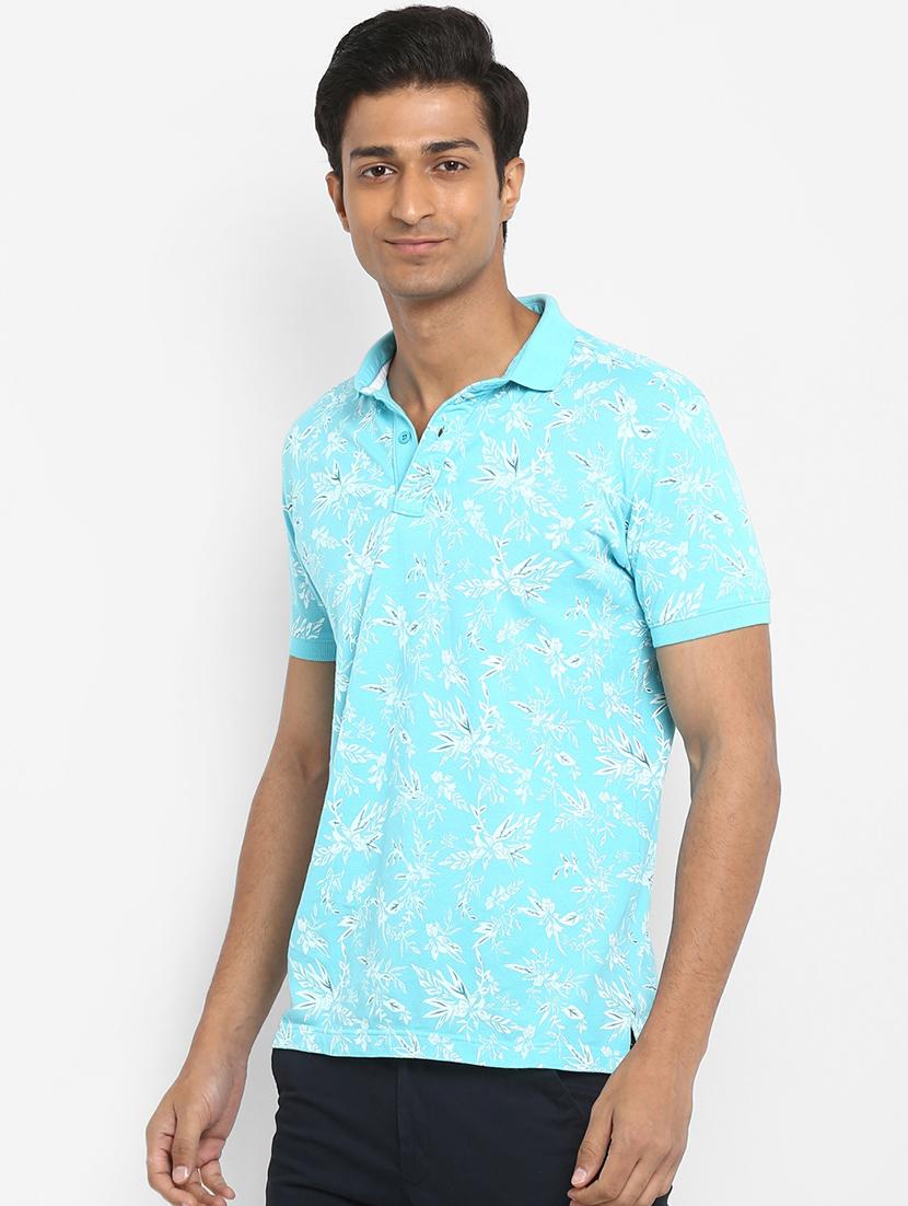 light blue printed polo t-shirt - 17264686 - Standard Image - 1