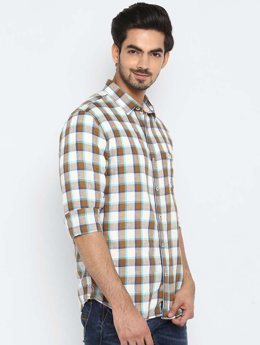 brown checkered casual shirt - 17264722 -  Standard Image - 1