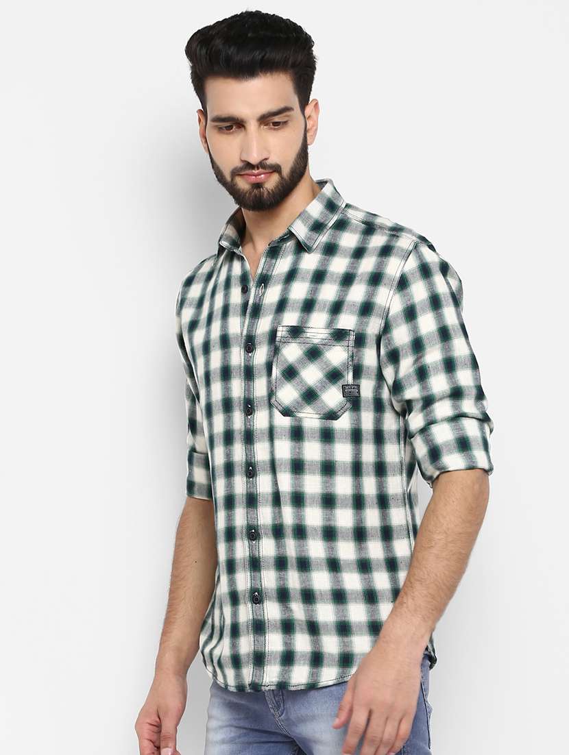 green checkered casual shirt - 17264724 -  Standard Image - 1
