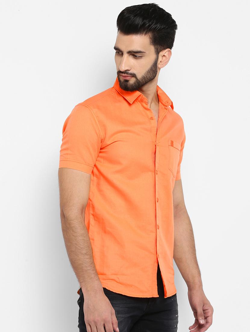 orange solid casual shirt - 17264738 - Standard Image - 1