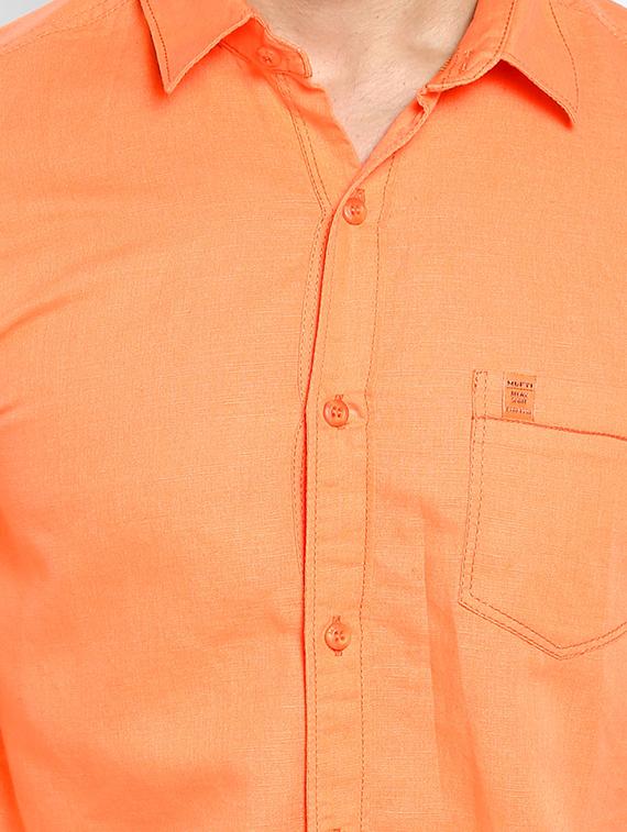 orange solid casual shirt - 17264738 - Standard Image - 4