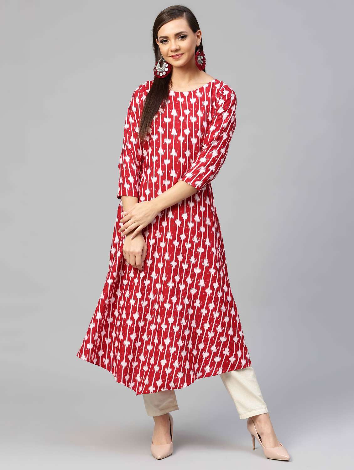 ikat print asymmetric kurta