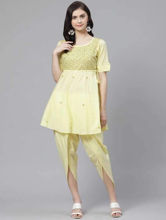 embroidered kurta fusion set