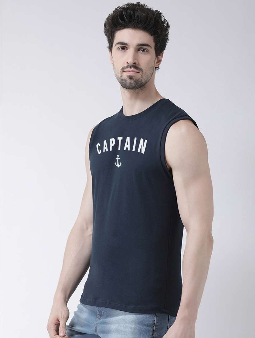 navy blue chest print t-shirt - 17267474 -  Standard Image - 1