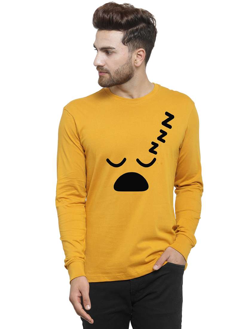 men front print long sleeve t-shirt