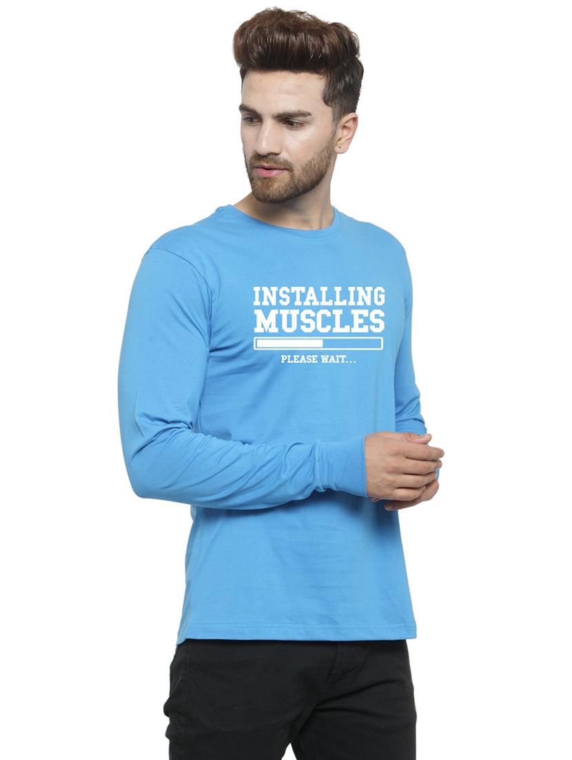 light blue chest print t-shirt - 17267509 - Standard Image - 1