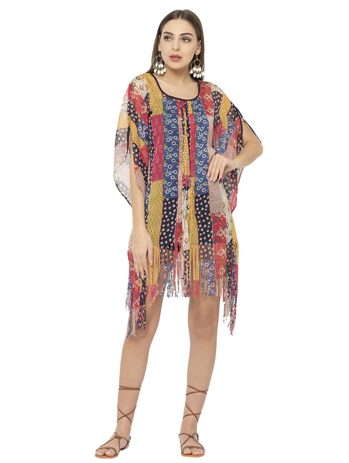multi colored chiffon kaftan