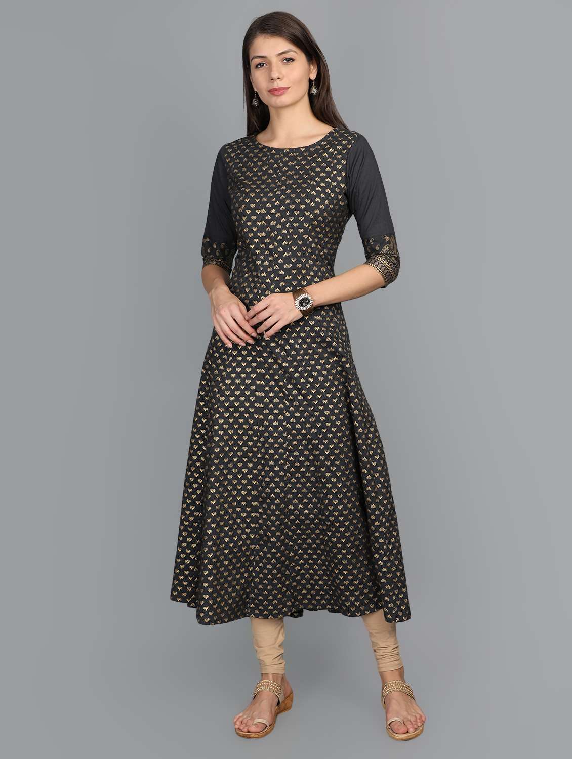 foil print anarkali kurta
