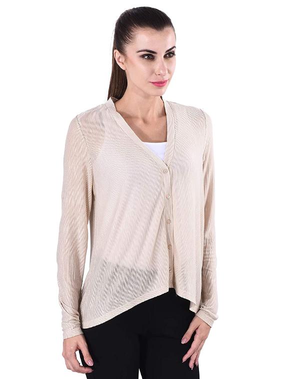 beige poly viscose cardigan - 17274179 - Standard Image - 1