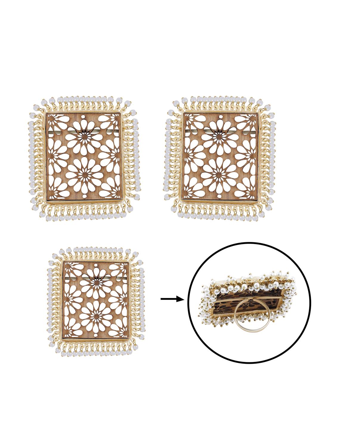 brown wood studs earring with ring - 17274332 - Standard Image - 4