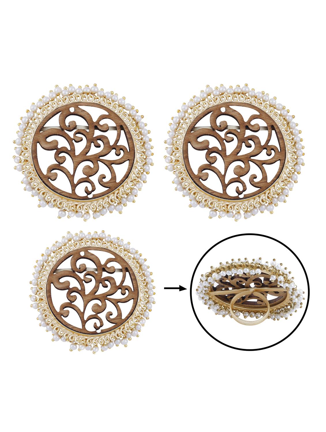 brown wood studs earring - 17274333 - Standard Image - 4