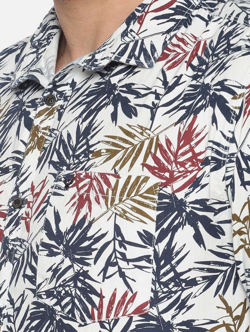 mens leaf print casual shirt - 17274387 - Standard Image - 4