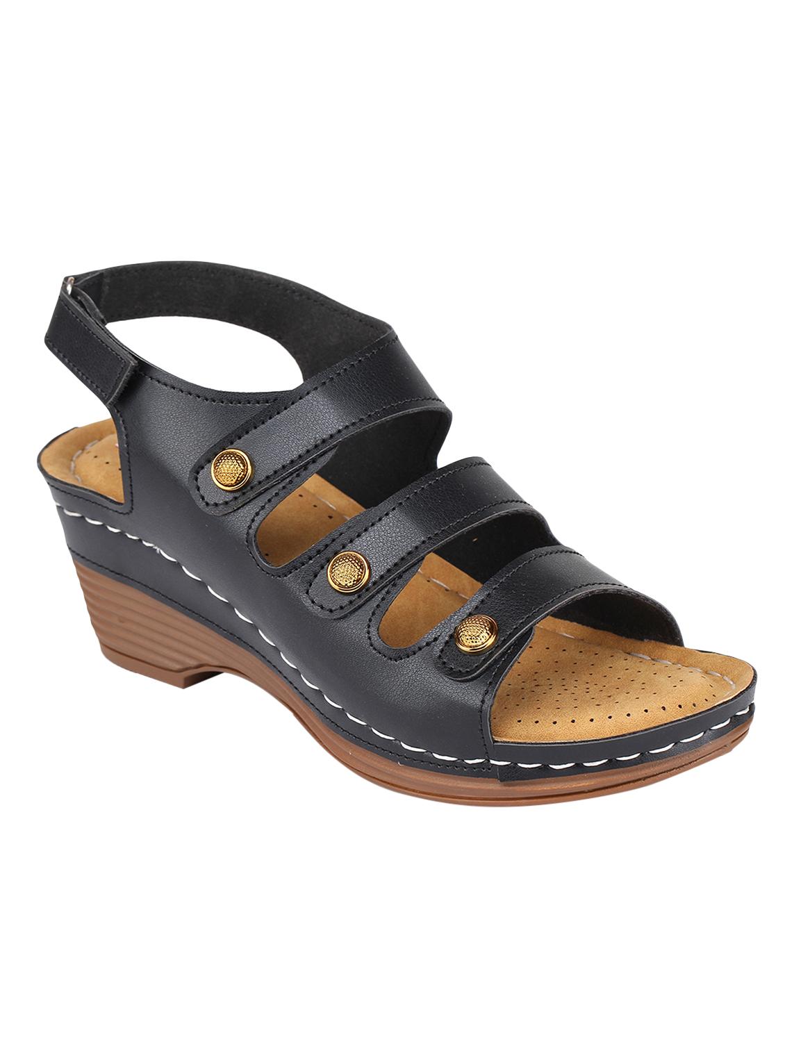 black pu back strap sandals - 17275002 -  Zoom Image - 0