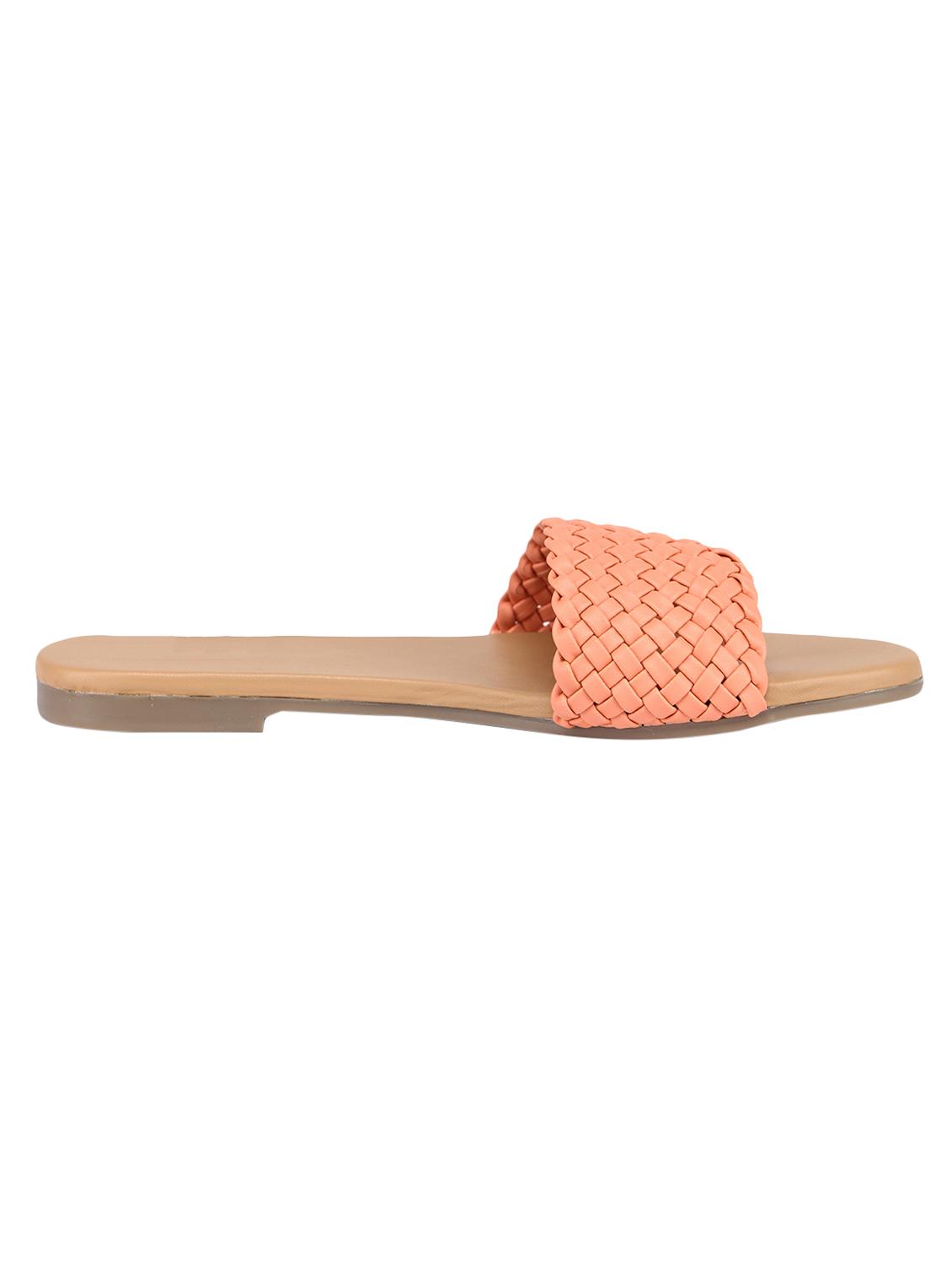 orange pu slip on sandals - 17275009 - Standard Image - 1