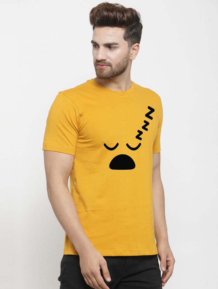 mustard chest print t-shirt - 17275139 -  Standard Image - 1