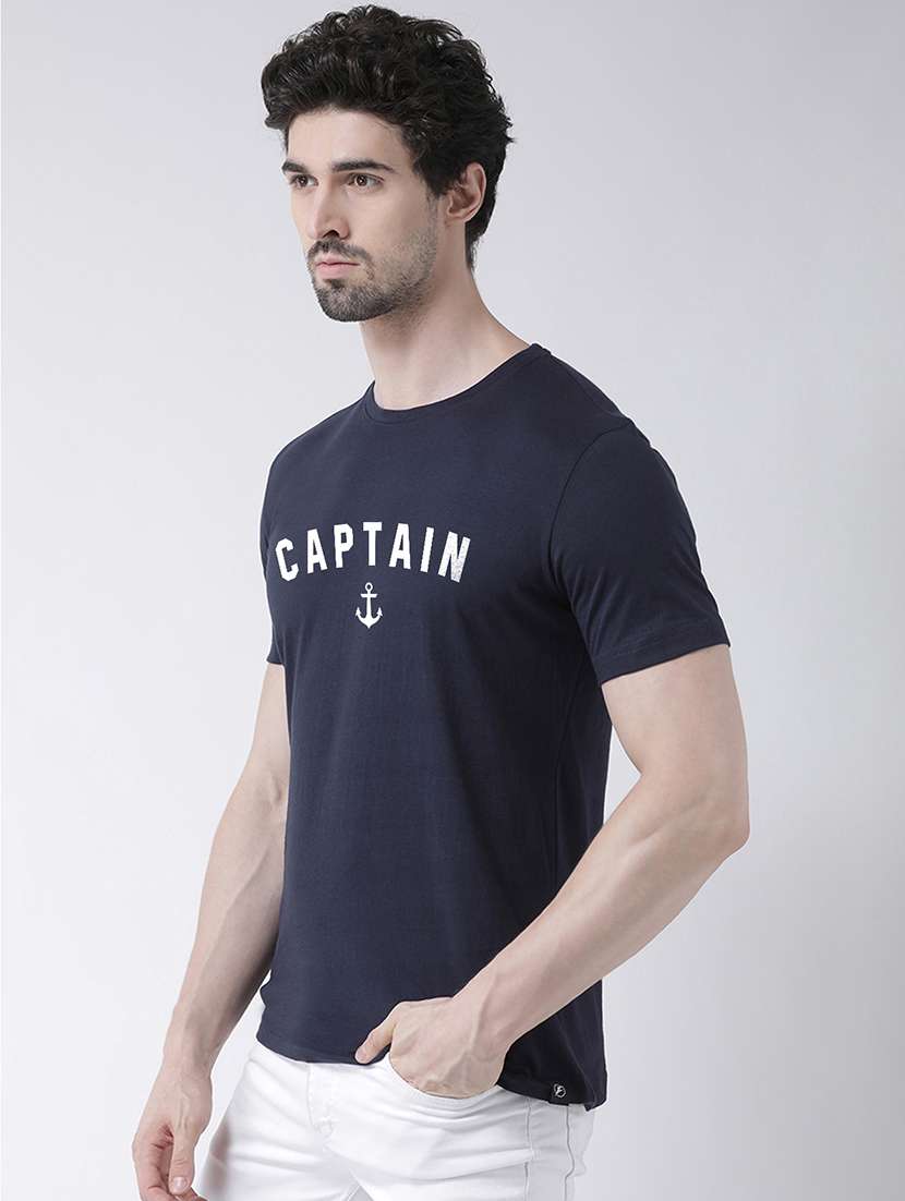 navy blue chest print t-shirt - 17275154 -  Standard Image - 1