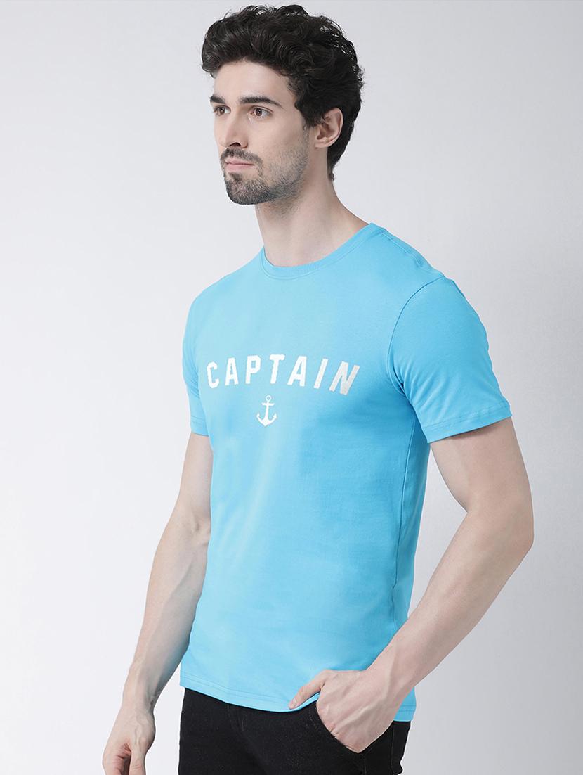 light blue chest print t-shirt - 17275155 - Standard Image - 1
