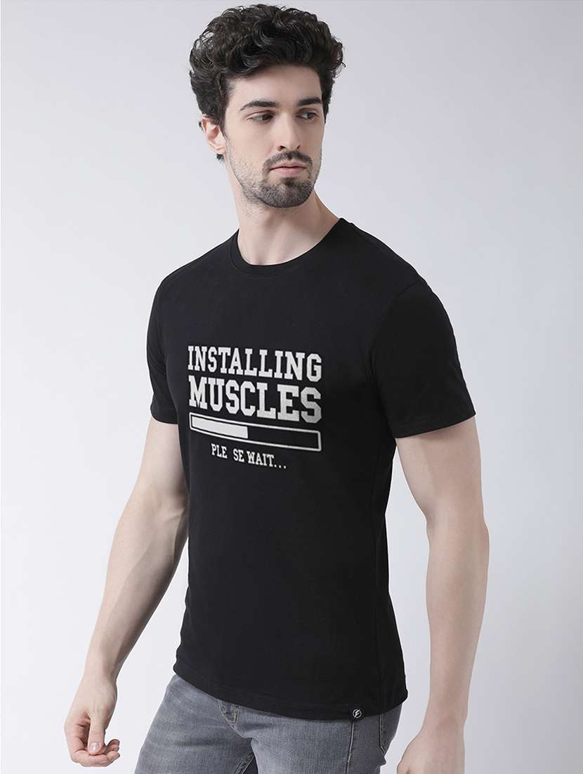 black chest print t-shirt - 17275156 -  Standard Image - 1