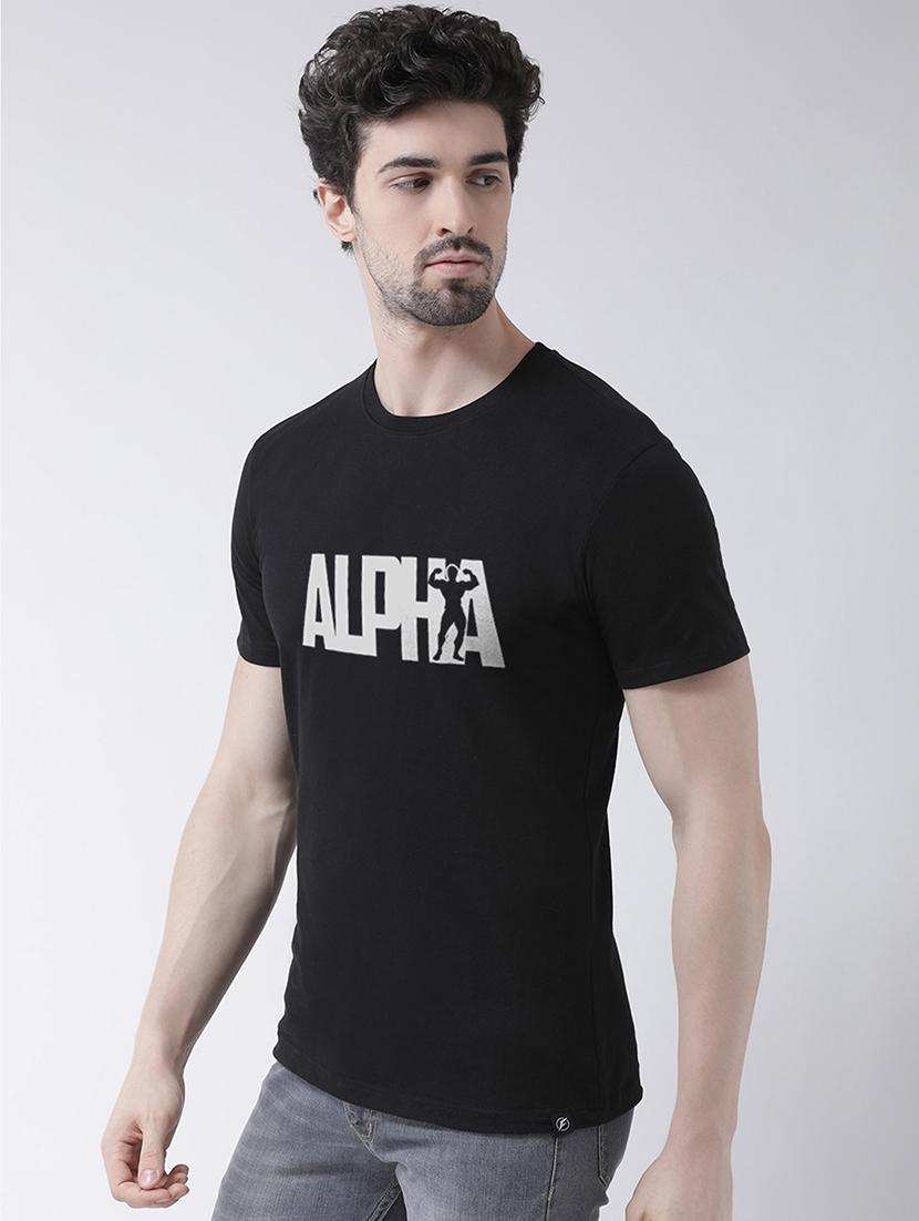 black chest print t-shirt - 17275171 - Standard Image - 1