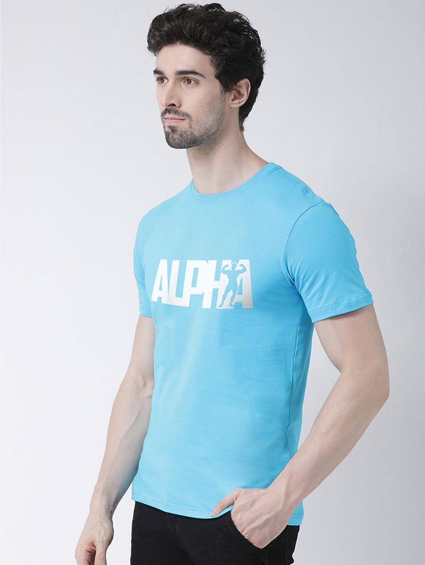 light blue chest print t-shirt - 17275172 -  Standard Image - 1