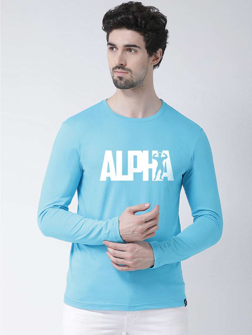 light blue chest print t-shirt
