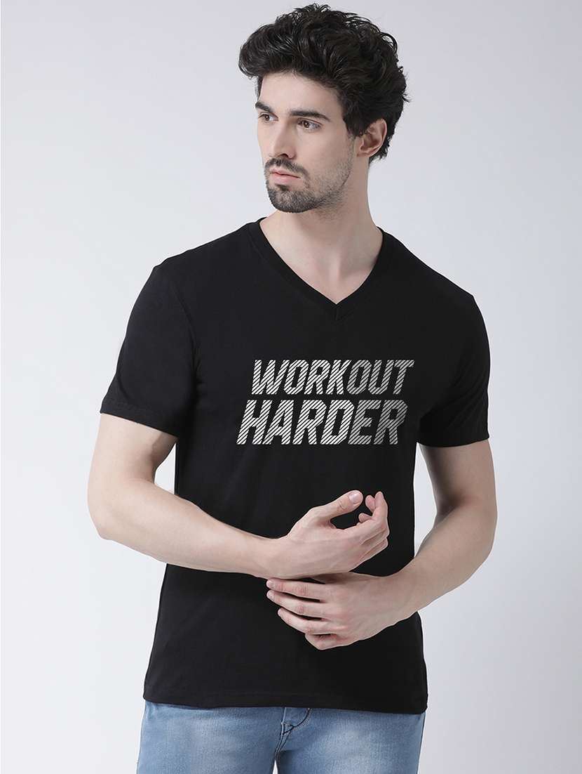 men black chest print t-shirt
