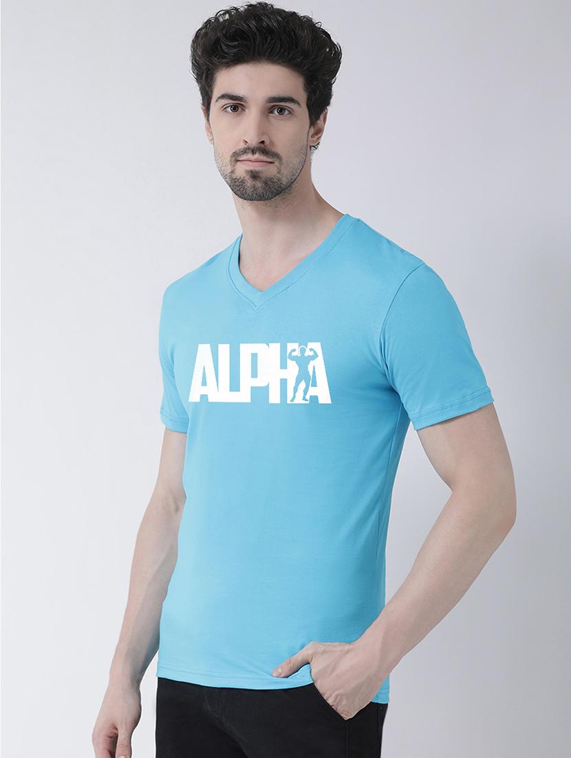 light blue chest print t-shirt - 17275290 - Standard Image - 1