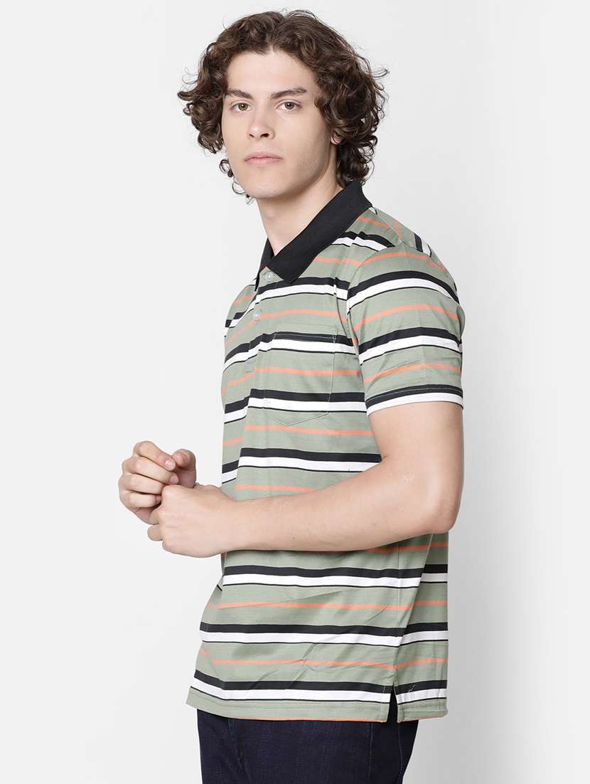 olive green striped t-shirt - 17275631 - Standard Image - 1