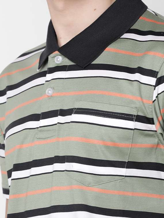 olive green striped t-shirt - 17275631 - Standard Image - 4