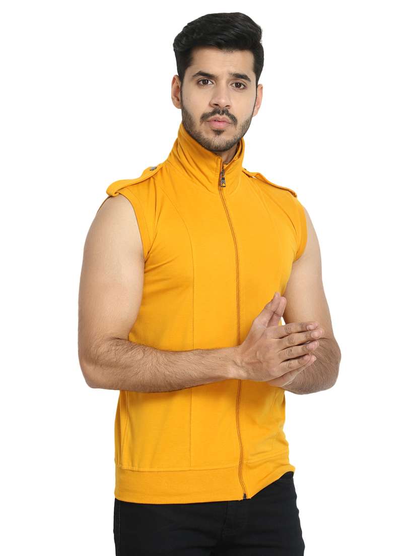 yellow solid collared t-shirt